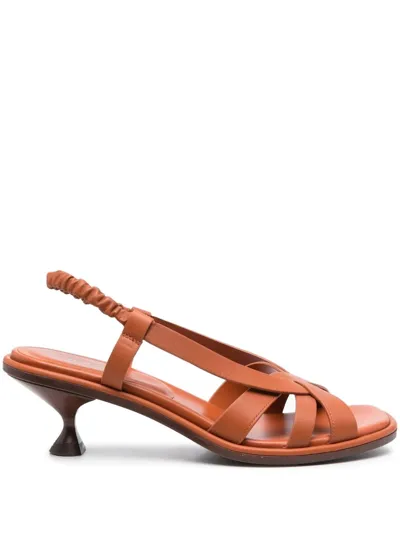 Tod's Slingback Leather Sandals In Brown