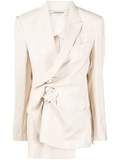 Kimhēkim Venus Asymmetric Blazer In Beige