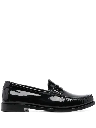 Saint Laurent High-shine Leather Loafers In Black