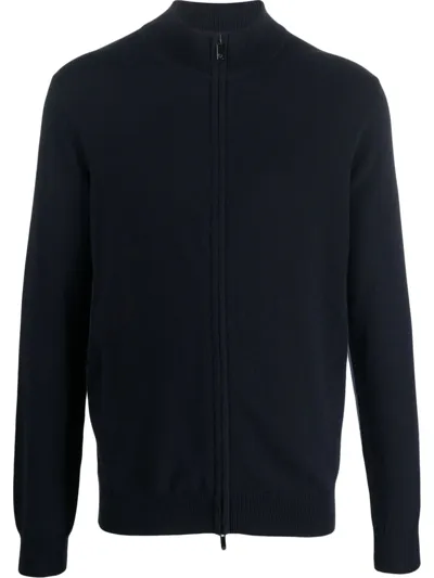 Giorgio Armani Zip-up Long-sleeve Cardigan In Blue