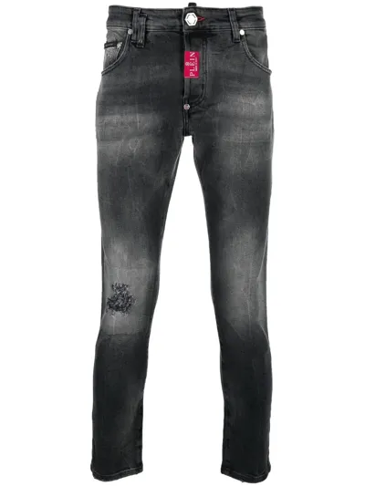 Philipp Plein Distressed Skinny Jeans In Blue