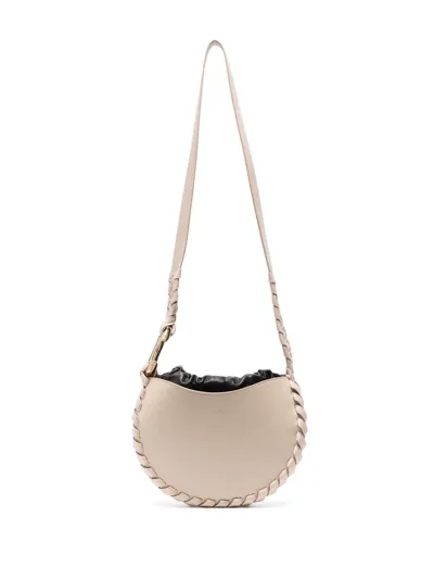 Chloé Mate Small Whipstitched Leather Shoulder Bag In Neutral