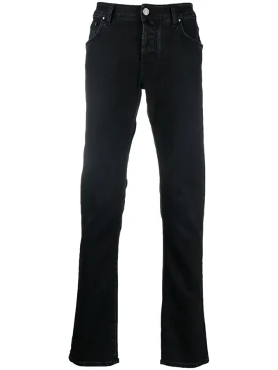 Jacob Cohen Pocket-square Straight-leg Jeans In Black