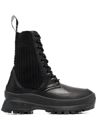 Stella Mccartney Trace Lace-up Combat Boots In Black