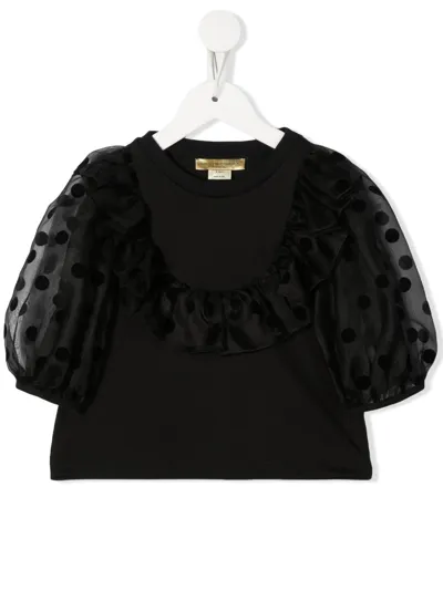 Stella Mccartney Kids' Polka-dot Cropped Blouse In Black