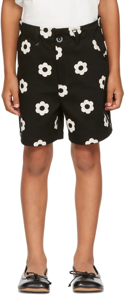 Même. Kids Off-white & Black Daisy Paloma Shorts In Black/white Daisy Do