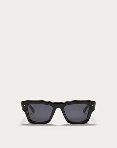 Valentino Garavani Valentino Xxii - Rectangular Acetate Frame Unisex Black/grey 53