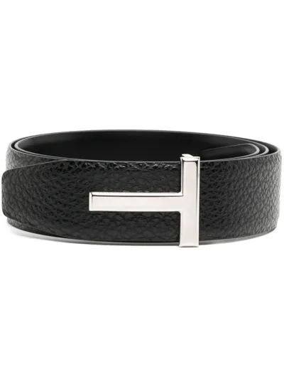 Tom Ford Logo-plaque Adjustable Belt In Brown