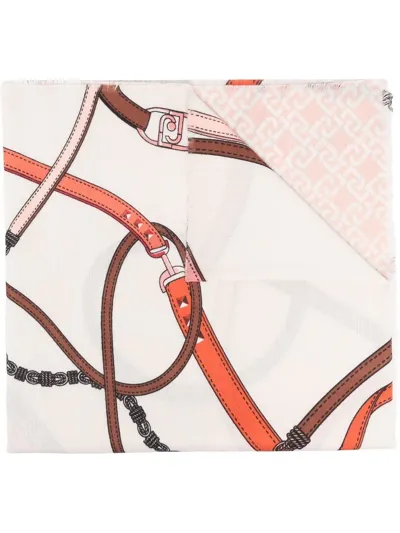 Liu •jo Graphic Monogram Print Scarf In Neutrals