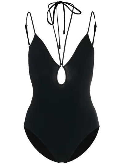 Zimmermann Jeannie Plunge-neck Swimsuit In Black