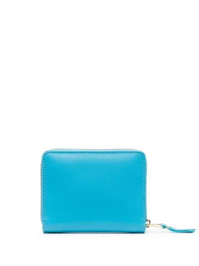 Comme Des Garçons Leather Zip Wallet In Blue