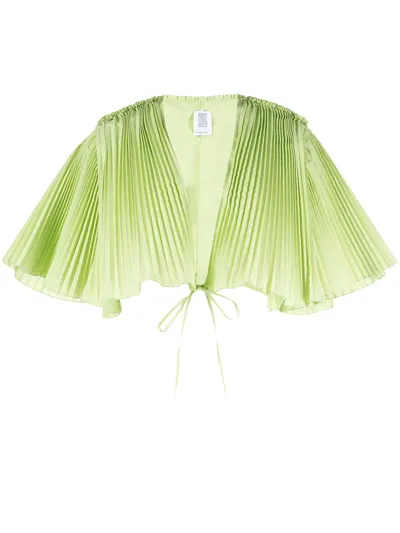 Rosie Assoulin Pleated Cropped Blouse In Green