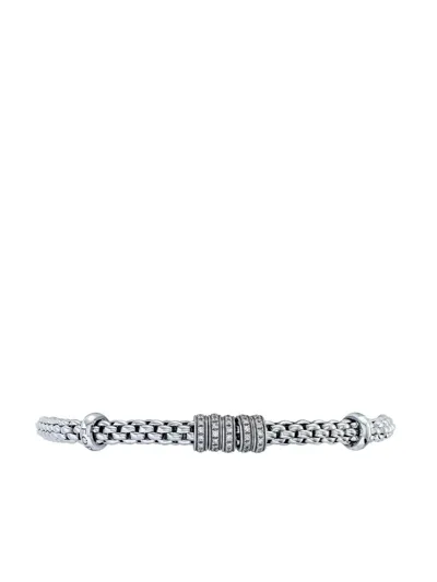 Fope 18kt White Gold Flexible Pavé Set Diamond Bracelet In Silver