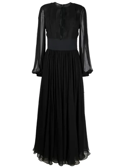 Rochas Sheer Front Tie-fastening Gown In Black