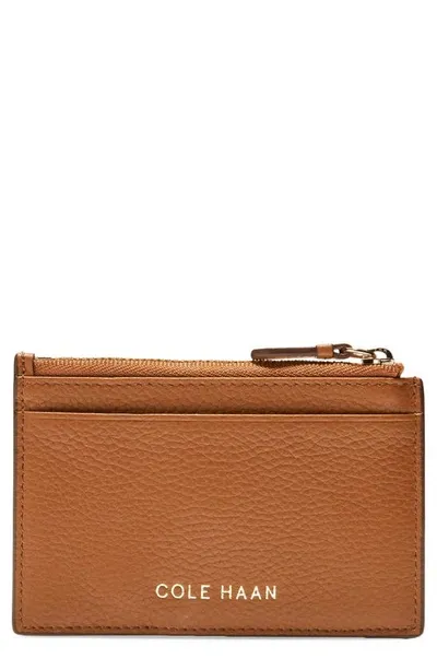 Cole Haan Top Zip Card Case In British Tan