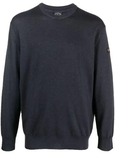 Paul & Shark Round-neck Virgin-wool Jumper In Grey