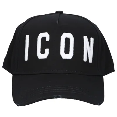 Dsquared2 Be Icon Embroidered Baseball Cap In Black