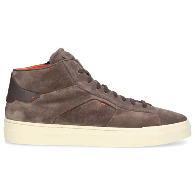 Santoni High-top Sneakers 21555 Suede In Beige