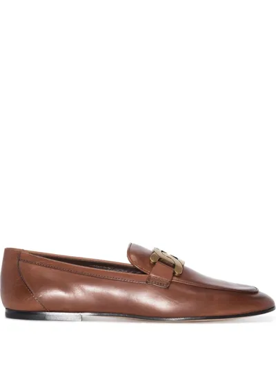 Tod's Kate Chain-detail Leather Loafers In Light Brown