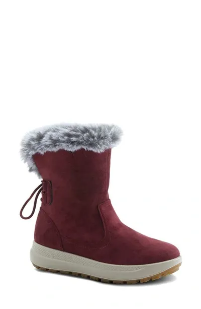 Flexus By Spring Step Snowbird Waterproof Faux Fur Boot In Burgundy