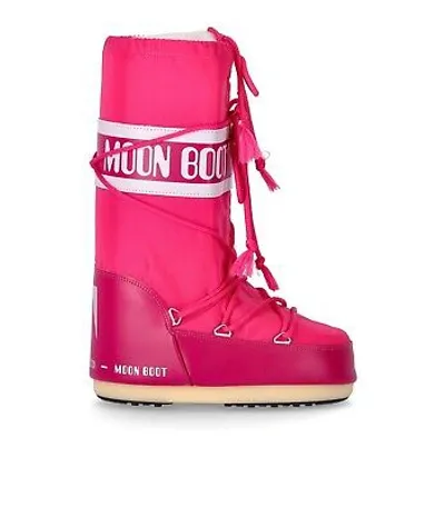 Pre-owned Moon Boot Icon Nylon Fuchsia Schneestiefel Damen