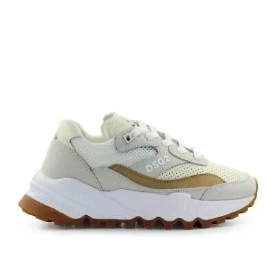 Pre-owned Dsquared2 Free Weiss Beige Sneaker Damen