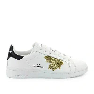 Pre-owned Dsquared2 Boxer Weiss Gold Sneaker Damen