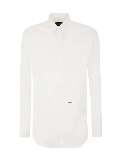 Dsquared2 Logo Printed Long Sleeved Shirt In White