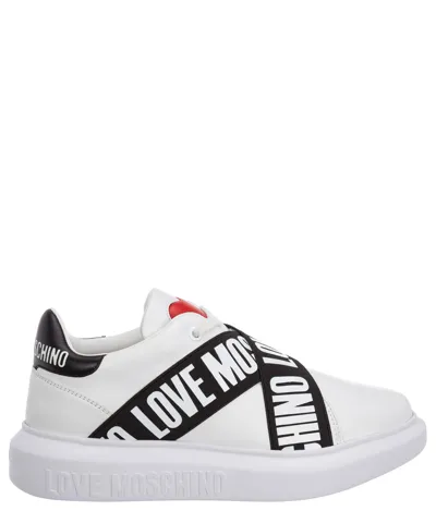 Pre-owned Moschino Love  Sneaker Damen Ja15264g1fia110a White Leder Logo Schuhe Laufschuhe