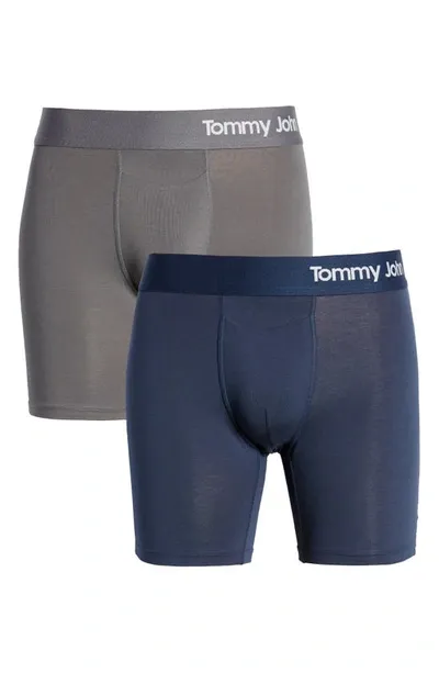 Tommy John 2-pack Cool Cotton 6-inch Boxer Briefs In Iron Grey Navy