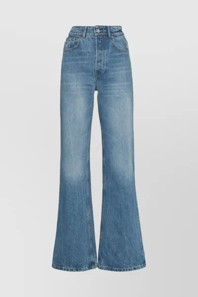 Rabanne Cotton Denim Straight Leg Jeans In Blue