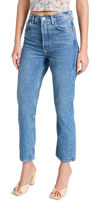 Reformation Cynthia Straight-leg High-rise Recycled And Organic Cotton-blend Denim Jeans In Colorado