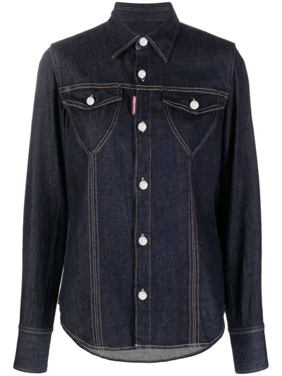 Dsquared2 Slim-cut Denim Shirt In Blue