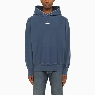 Maison Margiela Denim-coloured Cotton Hoodie In Blue