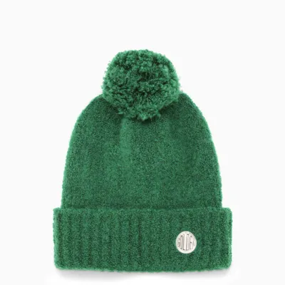 Golden Goose Green Alpaca Beanie With Pom Pom