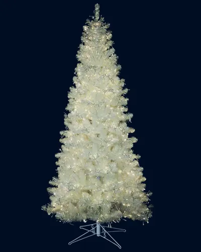 Barcana 7.5' White Iridescent Tree With Led Lights