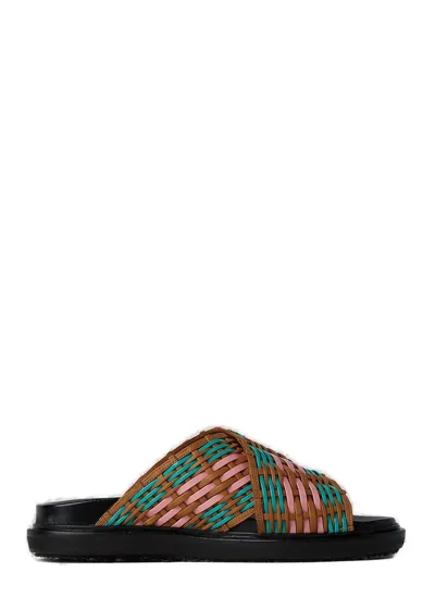 Marni Criss-cross Interwoven Slides In Multi