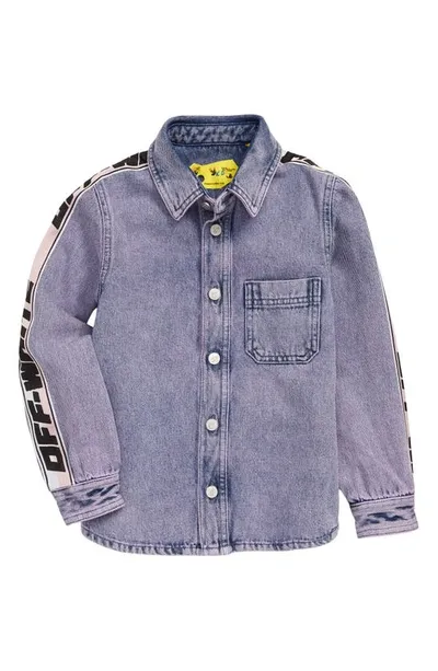 Off-white Kids' Little Girl's & Girl's Logo Band Denim Shirt In Pink Black