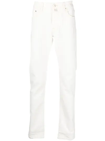 Jacob Cohen Bard Slim-fit Straight Leg Trousers In White