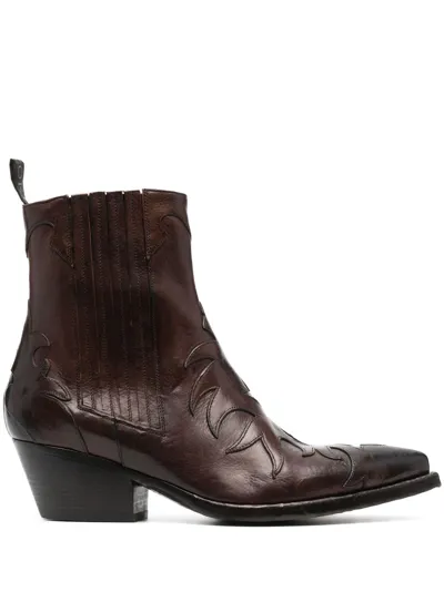 Sartore Leather Ankle Boots In Dark Grey