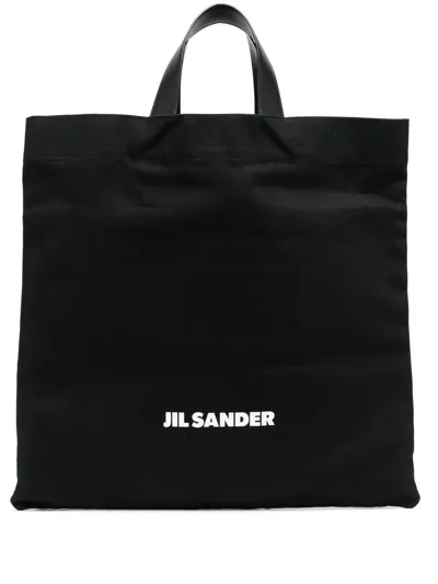 Jil Sander Logo-print Tote Bag In Black