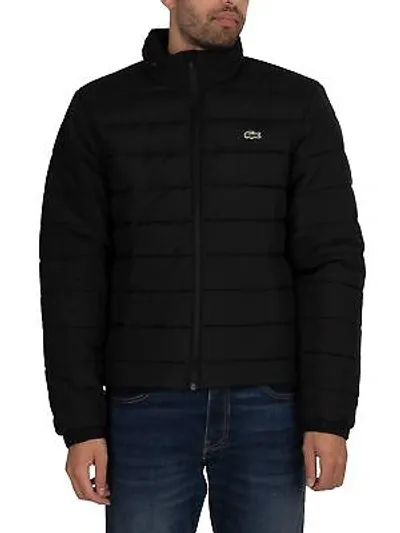 Pre-owned Lacoste Herren Logo Puffer Jacke, Schwarz