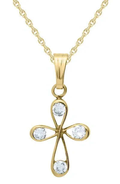 Mignonette Kids'  14k Gold & Cubic Zirconia Loop Cross Necklace