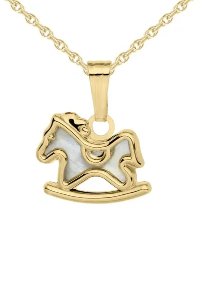 Mignonette Kids'  14k Gold & Mother-of-pearl Rocking Horse Pendant Necklace