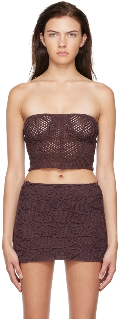 Nastyamasha Ssense Exclusive Brown Crocheted Corset In Chocolate