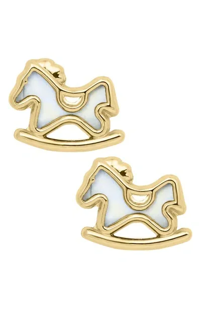 Mignonette Kids'  14k Gold & Mother-of-pearl Rocking Horse Stud Earrings