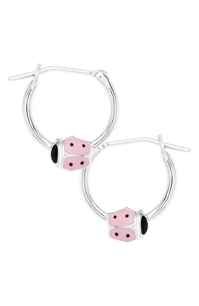 Mignonette Kids' Sterling Silver Ladybug Hoop Earrings