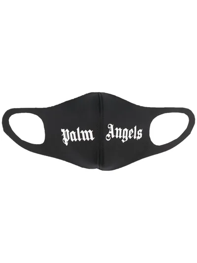 Palm Angels Black Face Mask With White Logo