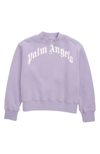 Palm Angels Kids Lilac Logo-print Cotton Sweatshirt (4-10 Years)