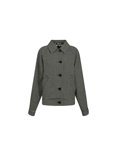 Marni Reversible Gingham Wool-blend And Animal-print Twill Jacket In Black/white